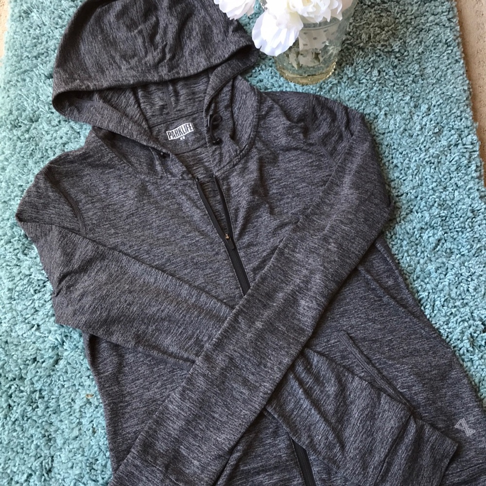 Aritzia zippered hoodie in heather gray